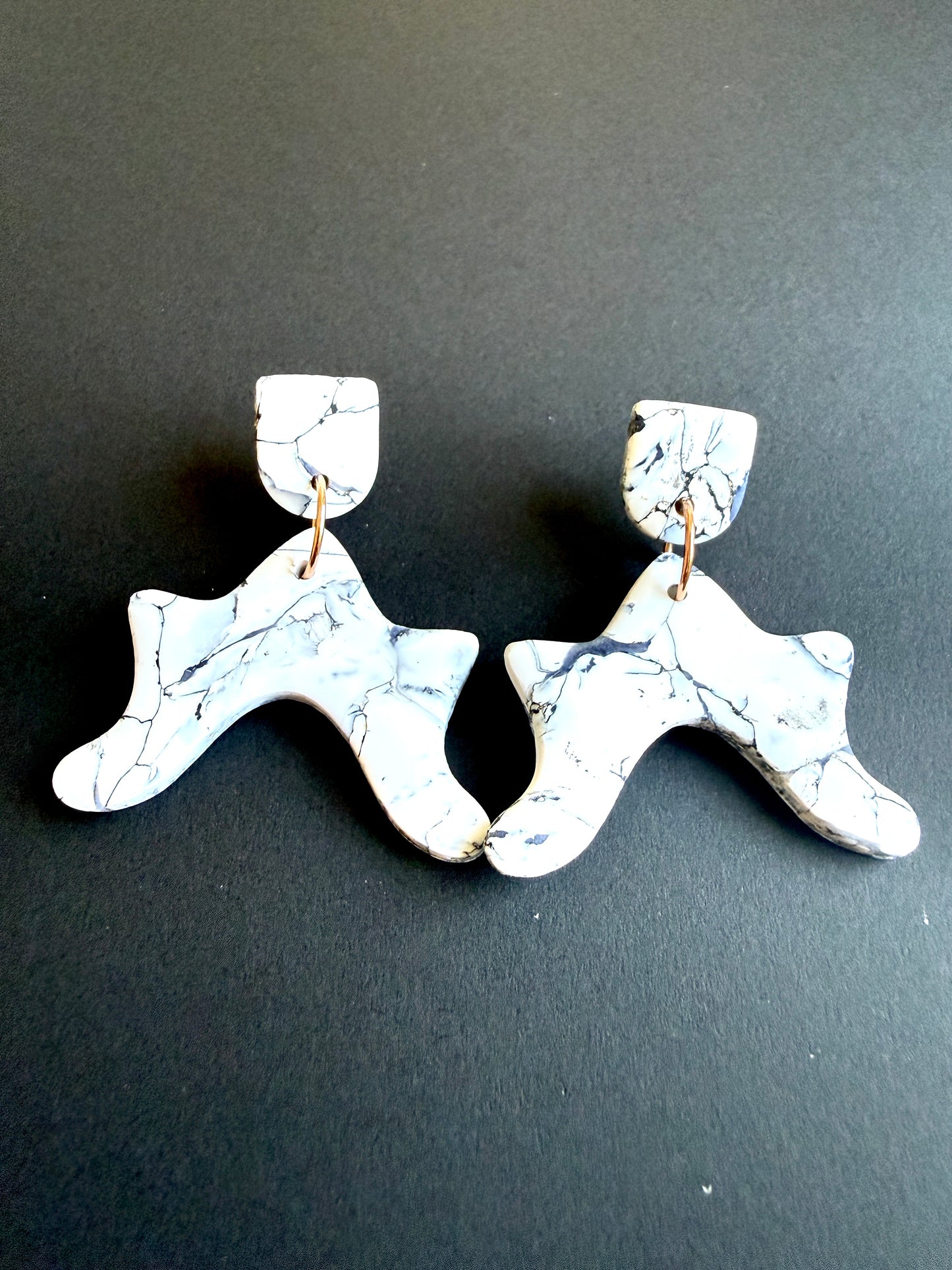 Astrid Marbled Polymer Clay Earrings - Waves