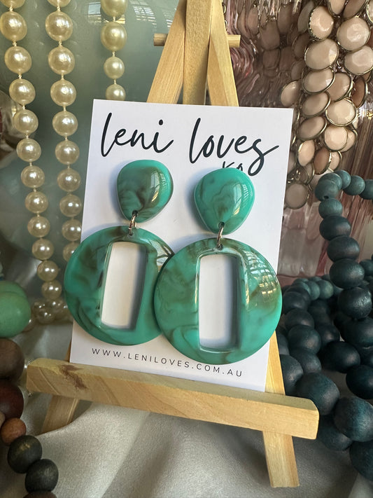 Cleo Retro Dangle Earrings — Turquoise