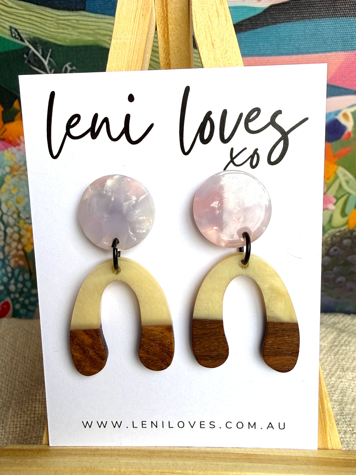 Paloma Dangle Earrings — Lavender Marble Acrylic Stud by + Lemon Resin & Walnut Wood