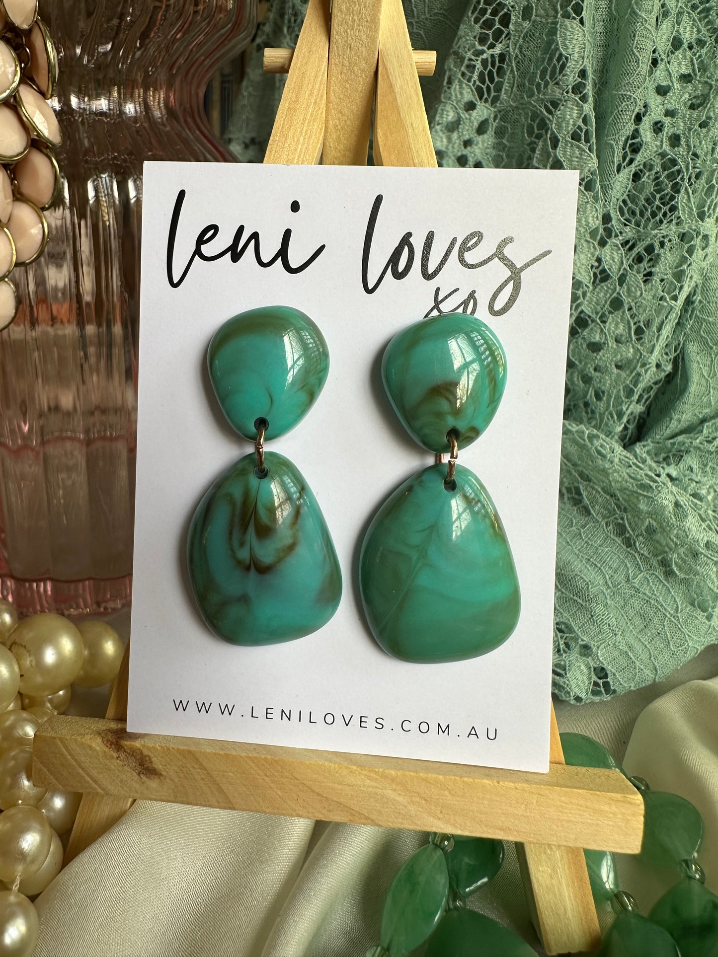 Faye Retro Dangle Earrings — Turquoise