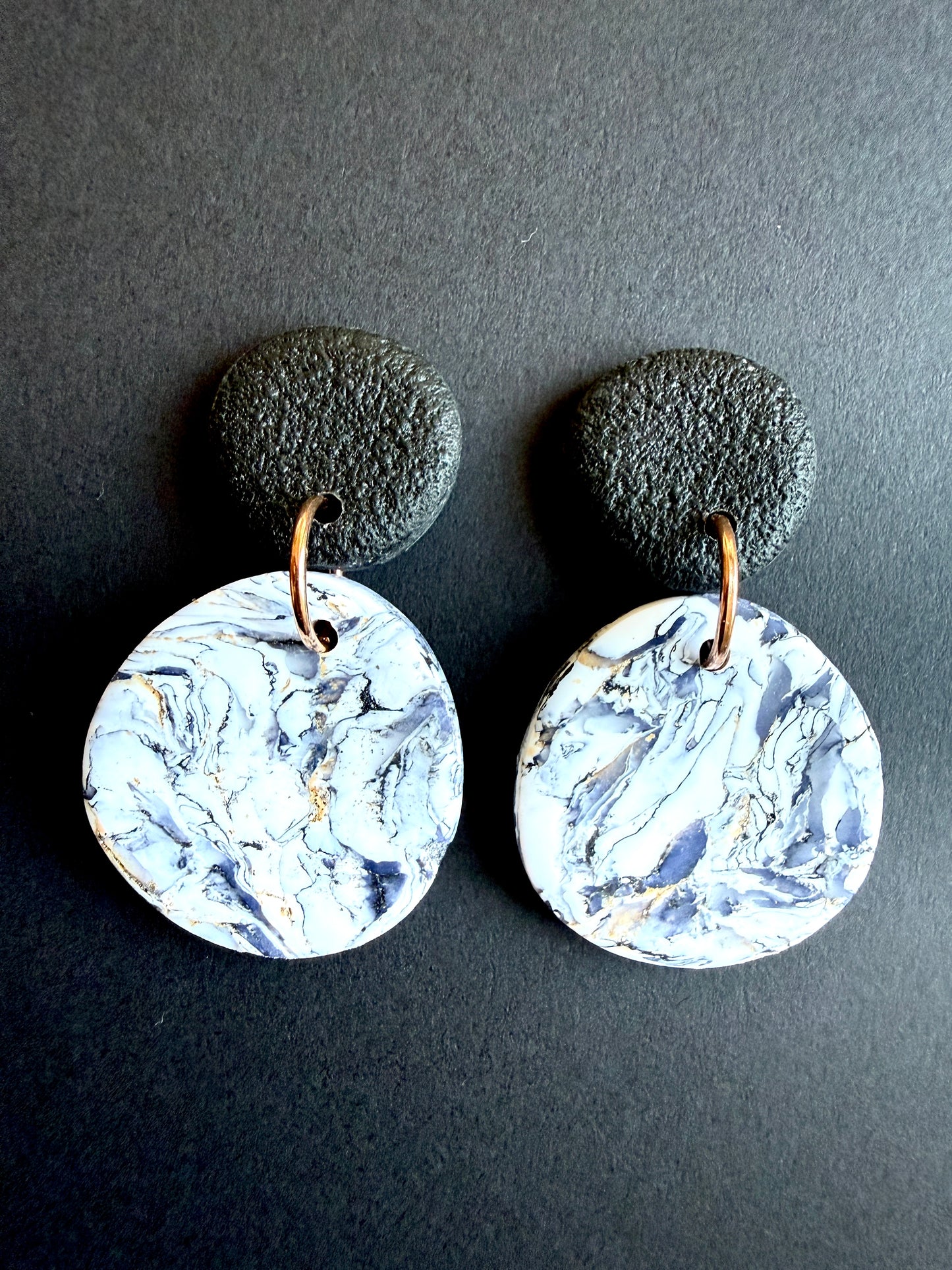 Astrid Marbled Polymer Clay Earrings - Small Ovals