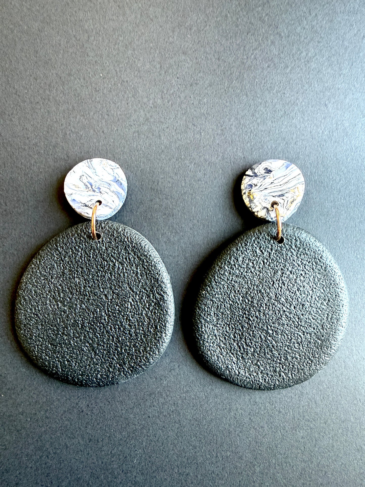 Astrid Marbled Polymer Clay Earrings - Large Ovals