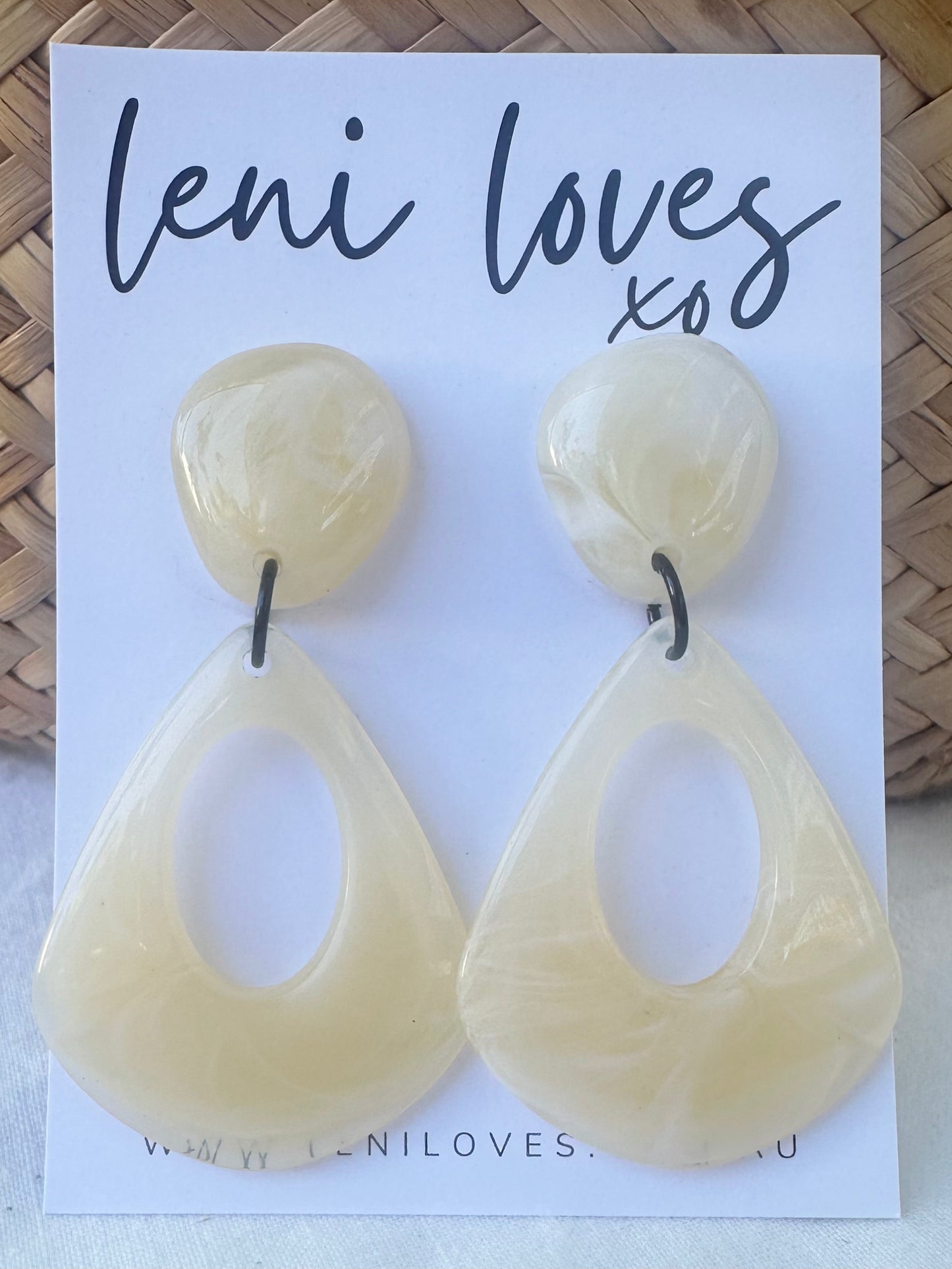 Estelle Retro Dangle Earrings — Marble Lemon
