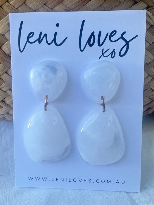 Faye Retro Dangle Earrings — Ice