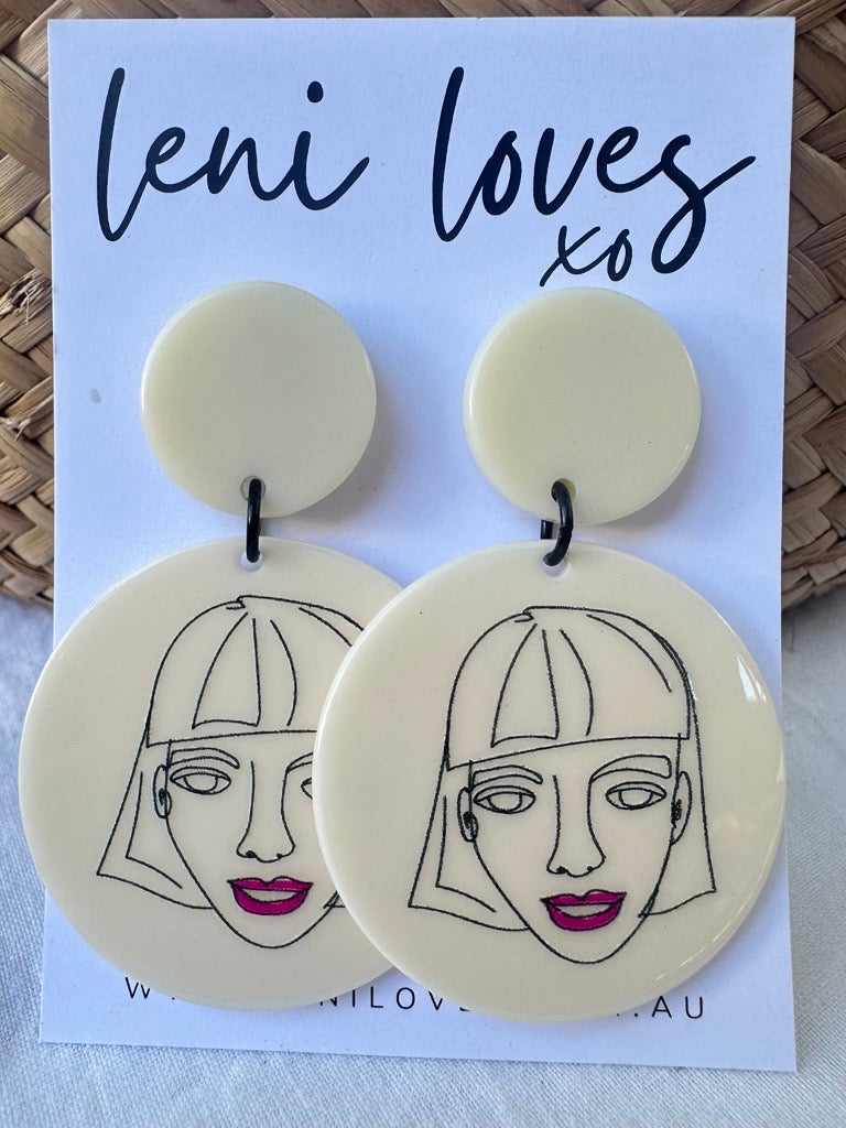 Gina Retro Dangle Earrings — Ivory