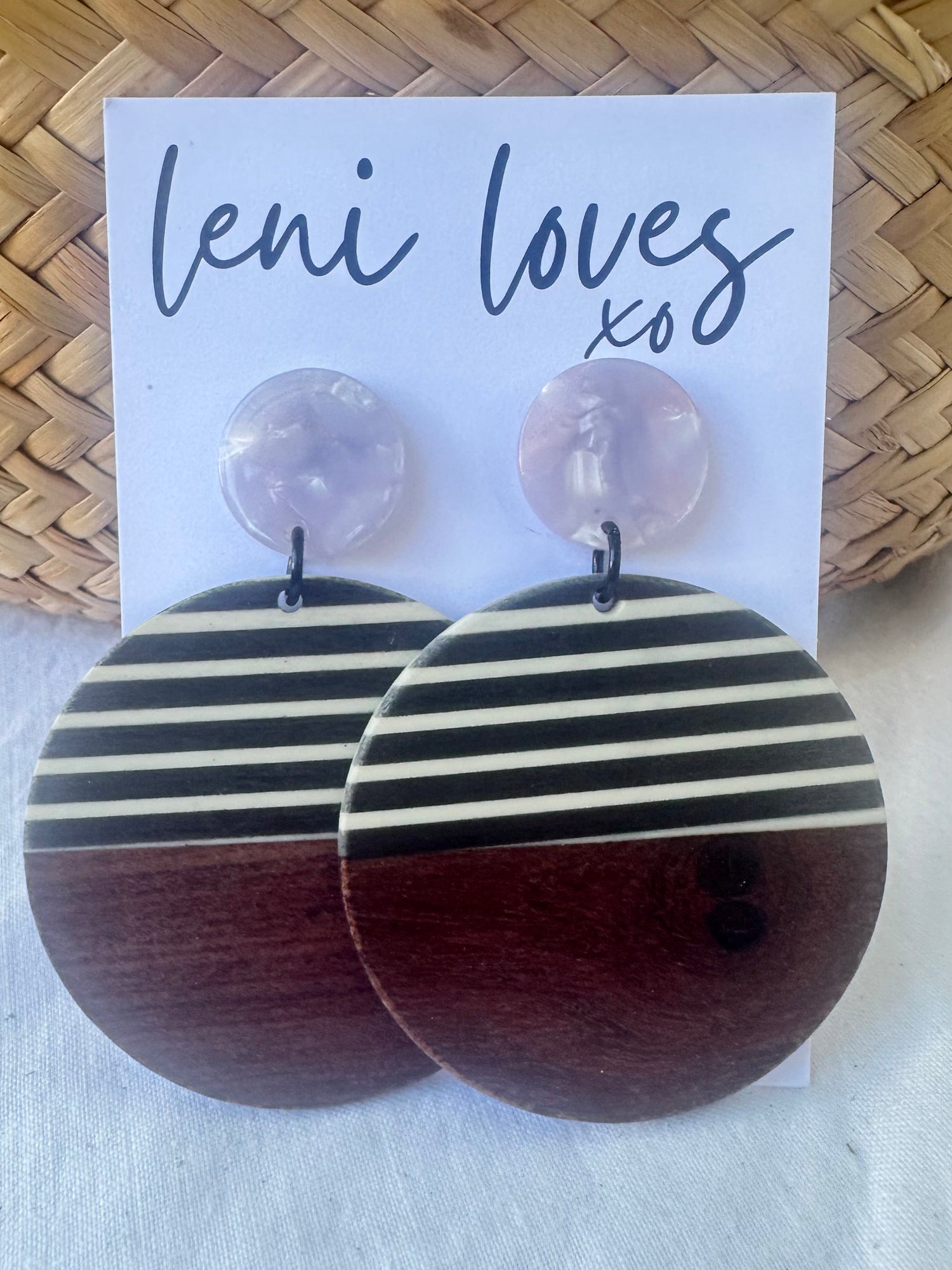 Olivia Modern Dangle Earrings — Resin & Walnut