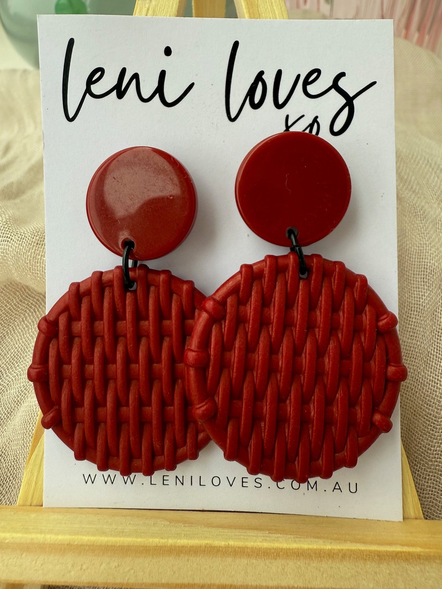 Bobbie Retro Dangle Earrings — Rattan Discs