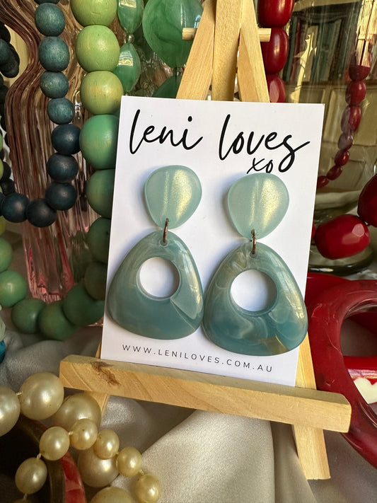 Daphne Retro Dangle Earrings — Seafoam Blue