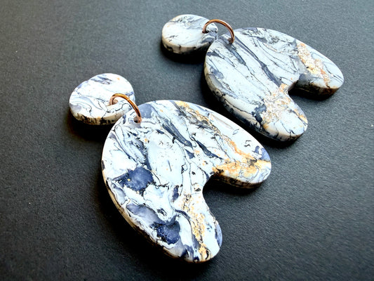 Astrid Marbled Polymer Clay Earrings - Organic Arches - Set C