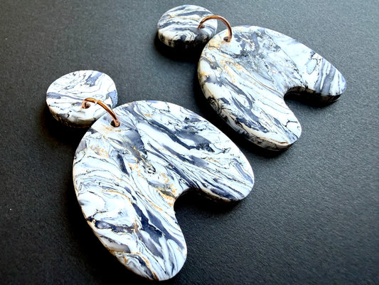 Astrid Marbled Polymer Clay Earrings - Organic Arches - Set D