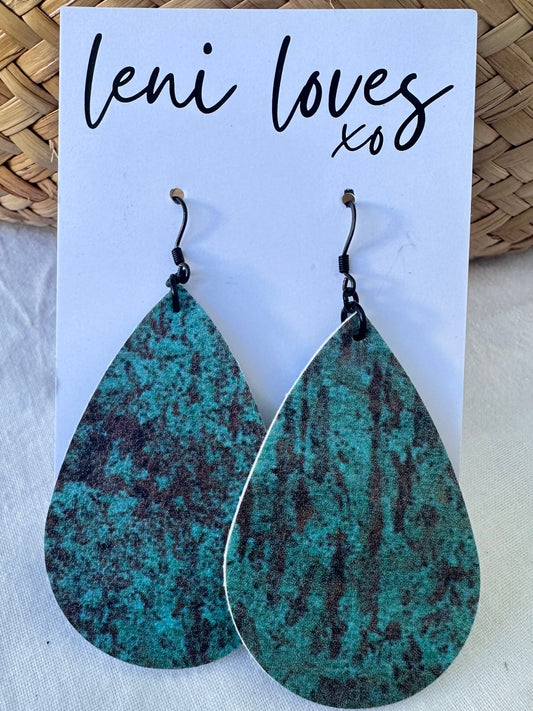 Rosie Leather Dangle Earrings — Rustic