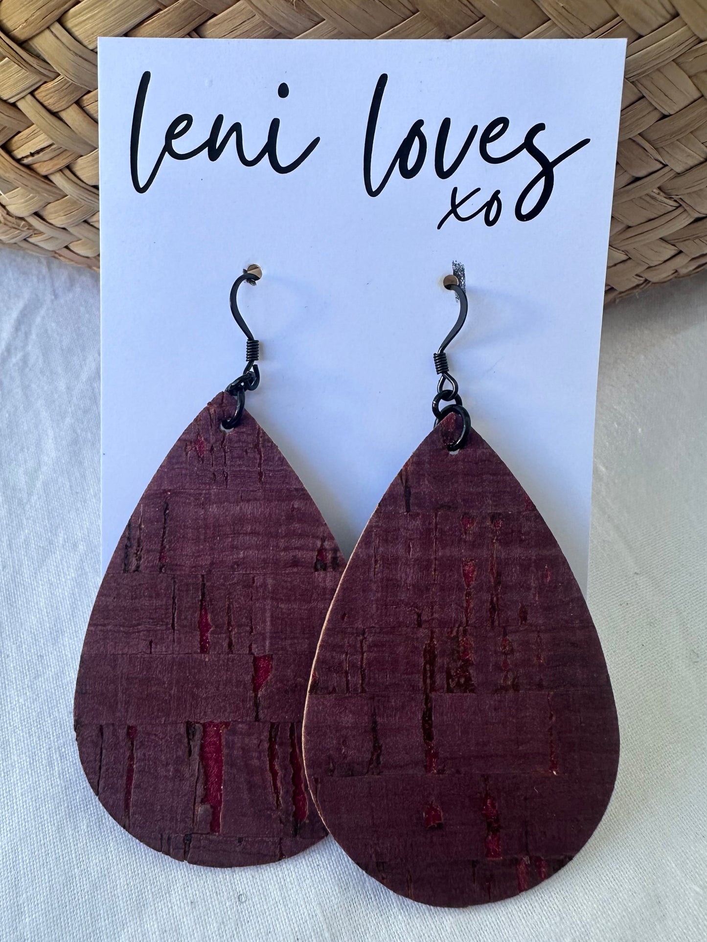 Rosie Leather Dangle Earrings — Rustic