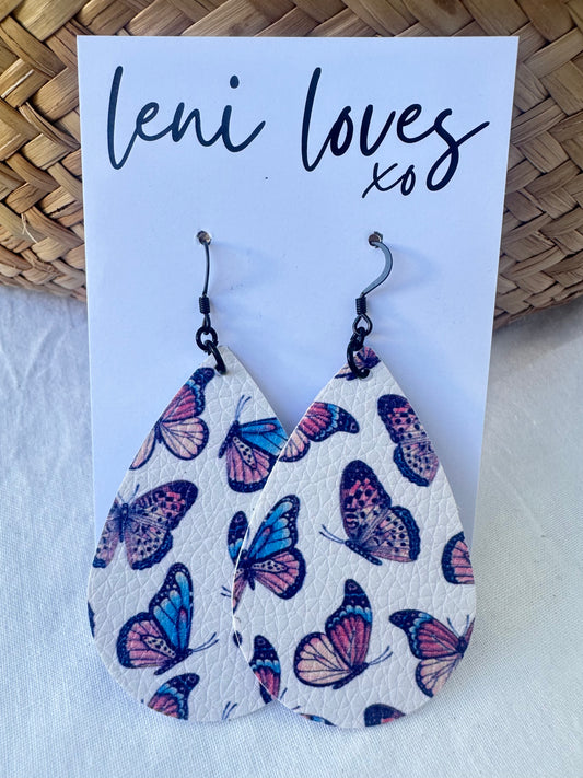 Rosie Leather Dangle Earrings — Butterflies