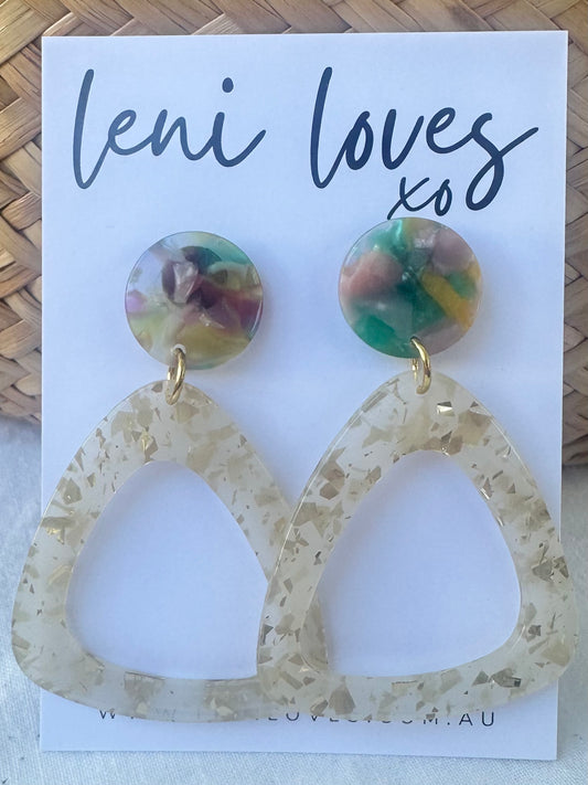 Kendra Retro Dangle Earrings — Terrazzo Triangles