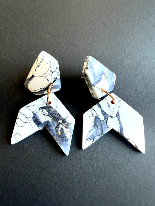 Astrid Marbled Polymer Clay Earrings - Arrows