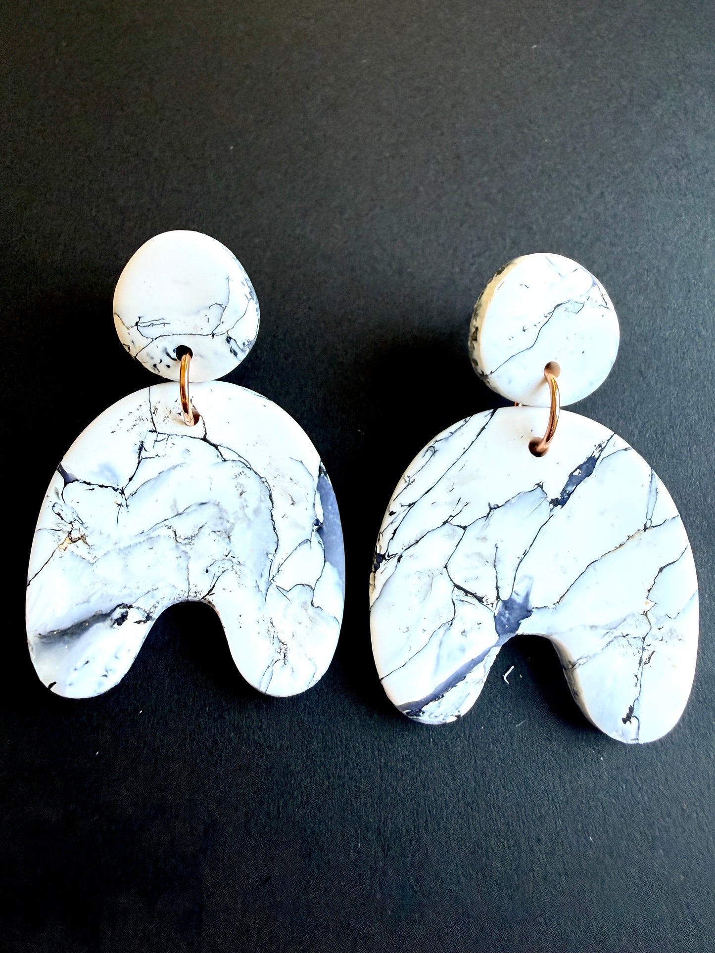 Astrid Marbled Polymer Clay Earrings - Organic Arches - Set A