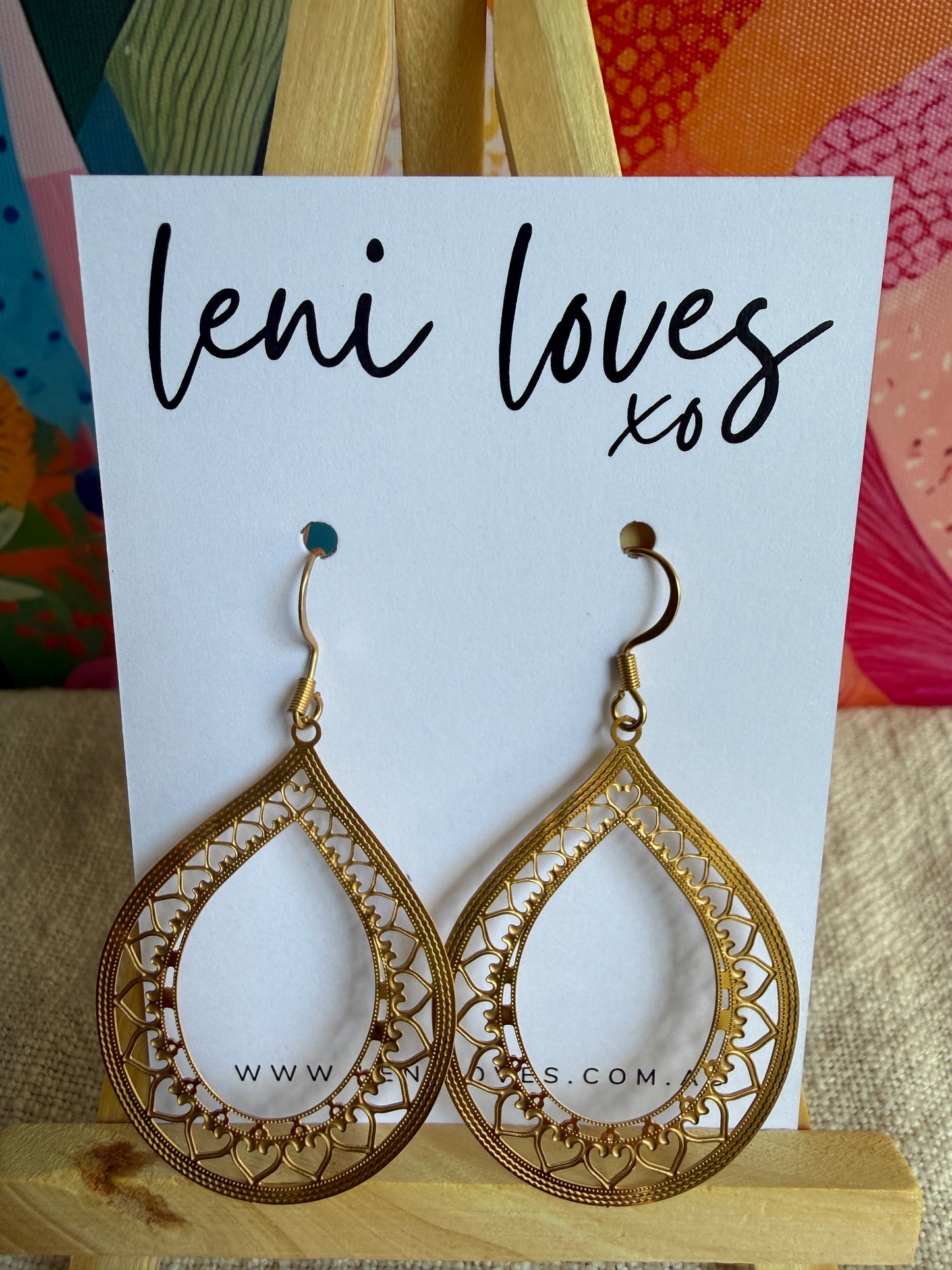 Quinn Filigree Dangle Earrings — Gold Teardrops