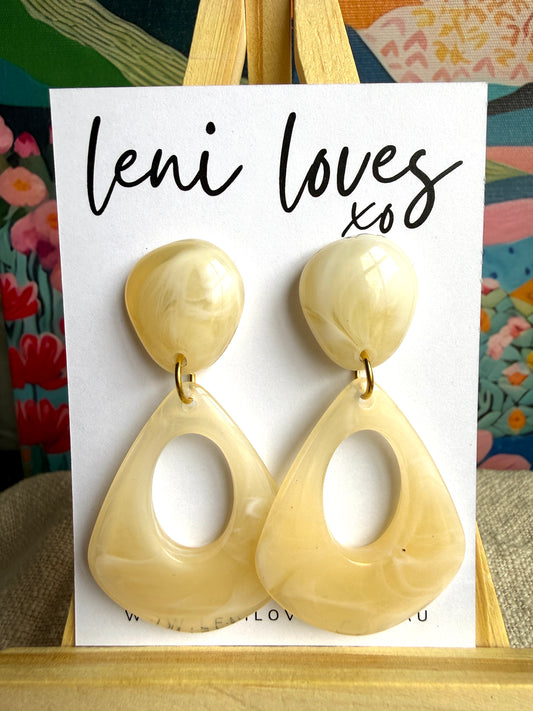 Estelle Retro Dangle Earrings — Marble Lemon