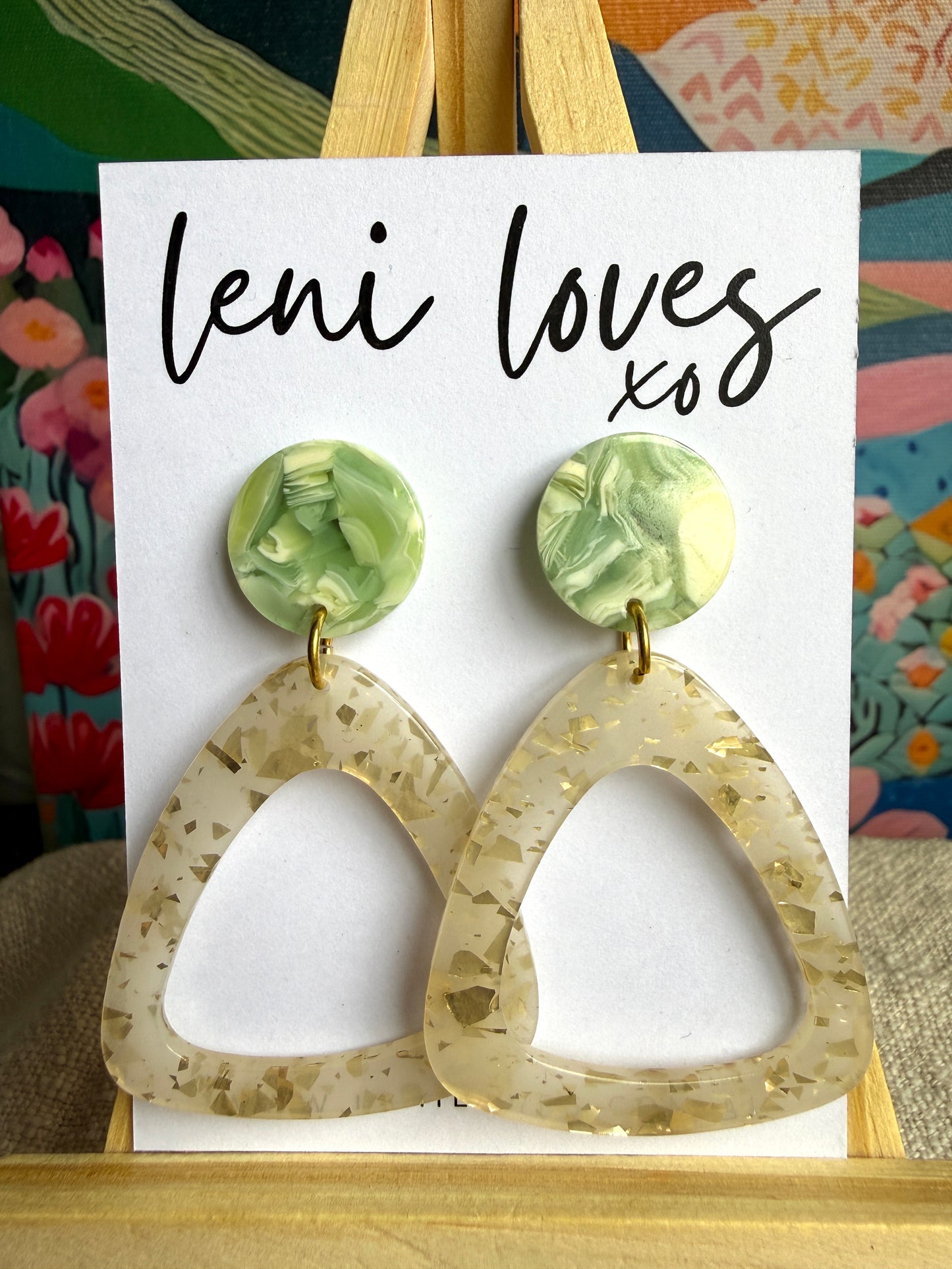 Kendra Retro Dangle Earrings — Terrazzo Triangles