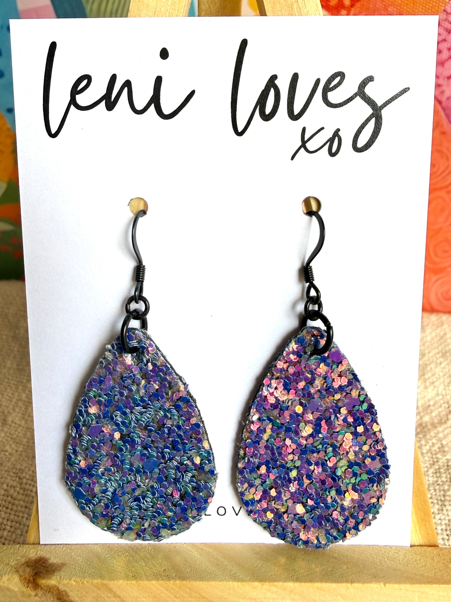 Sophie Glitter Dangle Earrings — Magic Purple
