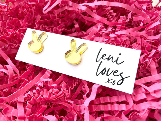 Easter Studs — Gold Mirror Bunnies