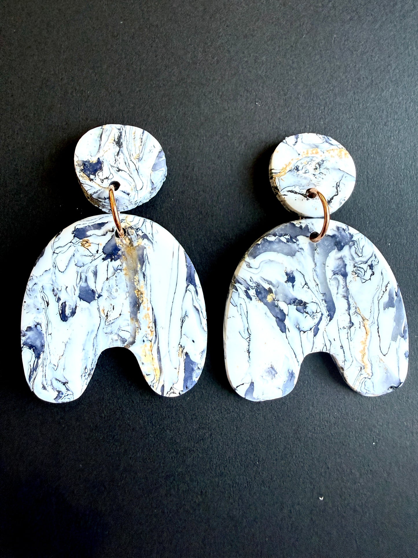Astrid Marbled Polymer Clay Earrings - Organic Arches - Set B