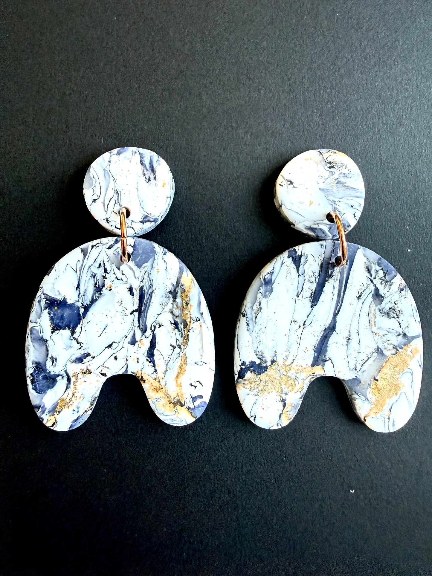 Astrid Marbled Polymer Clay Earrings - Organic Arches - Set C