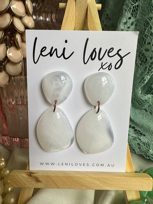 Faye Retro Dangle Earrings — Ice