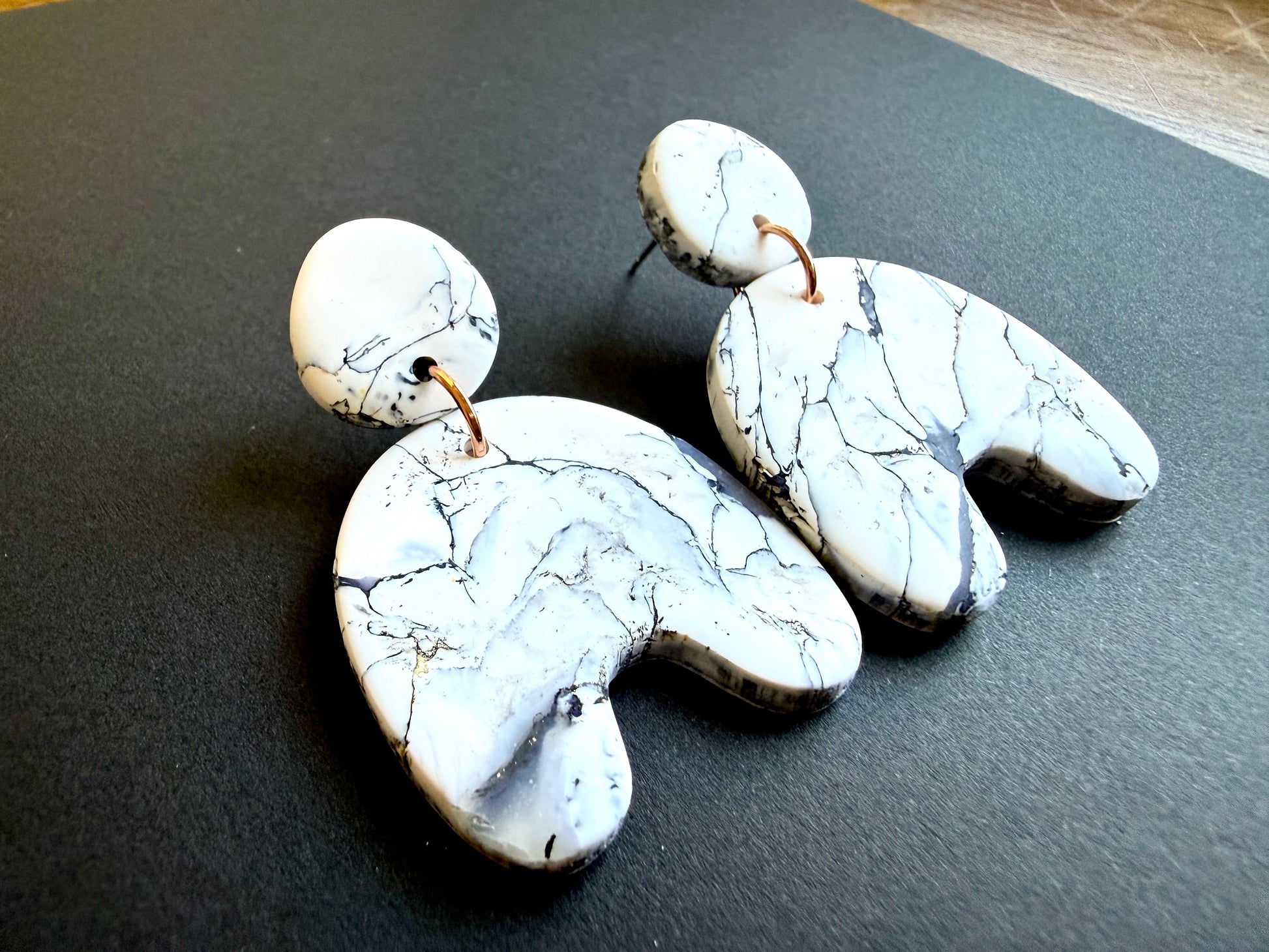 Astrid Marbled Polymer Clay Earrings Organic Arches