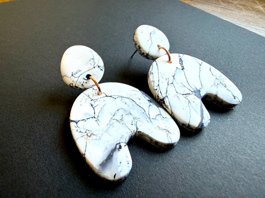 Astrid Marbled Polymer Clay Earrings Organic Arches