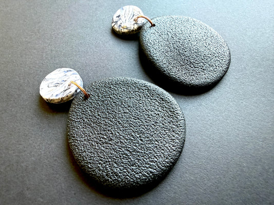Astrid Marbled Polymer Clay Earrings - Large Ovals