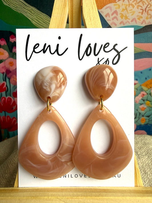 Estelle Retro Dangle Earrings — Marble Dusty Pink