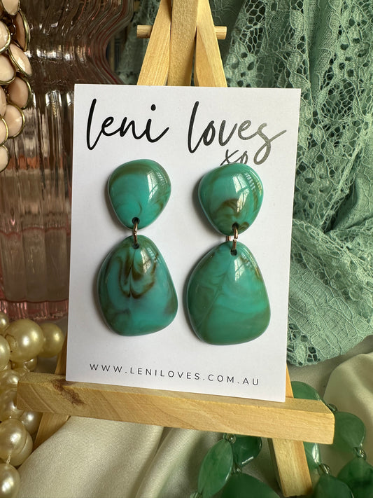 Faye Retro Dangle Earrings — Turquoise