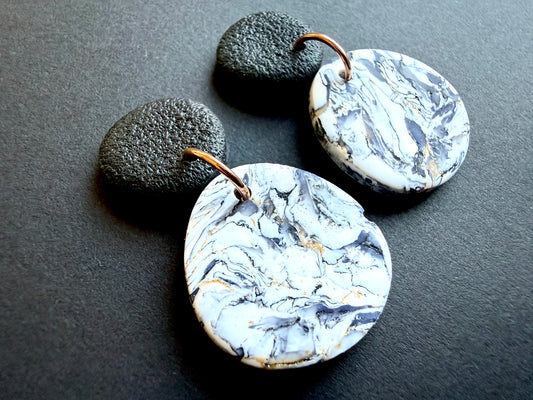 Astrid Marbled Polymer Clay Earrings - Small Ovals