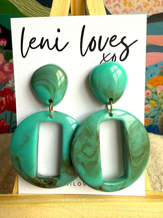 Cleo Retro Dangle Earrings — Turquoise