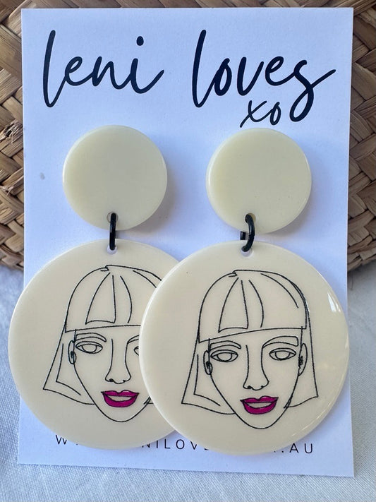 Gina Retro Dangle Earrings — Ivory