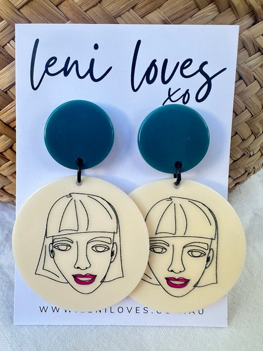 Gina Retro Dangle Earrings — Teal