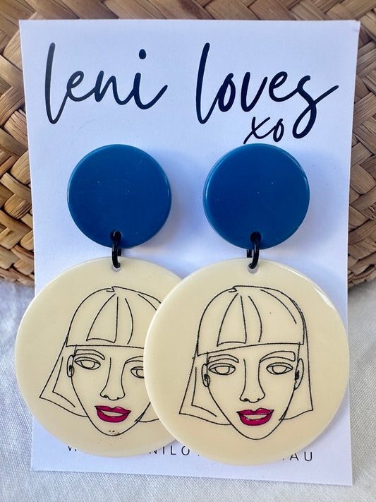Gina Retro Dangle Earrings — Peacock